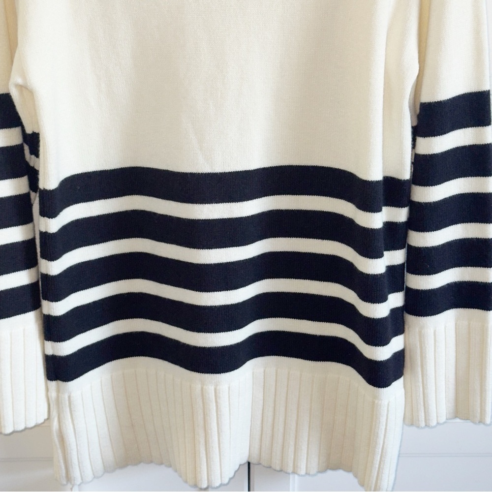 NWT Commense Miss Paris Mock Neck Stripe Sweater Black/White Women's Sweater XS - Picture 11 of 13